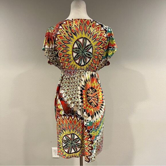 India Boutique Vibrant Multicolor Geometric Print Dress size small - Picture 7 of 13